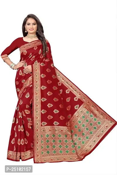 NITA CREATION Fashionista Women's Banarasi Jacquard Silk Woven Saree With Blouse Piece (Maroon)