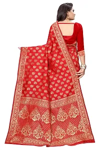 NITA CREATION Fashionista Women's Banarasi Jacquard Silk Woven Saree With Blouse Piece (Red)-thumb3