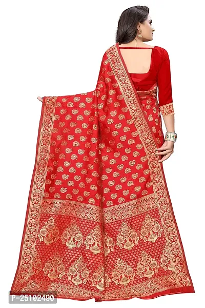 NITA CREATION Fashionista Women's Banarasi Jacquard Silk Woven Saree With Blouse Piece (Red)-thumb4