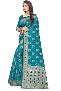 NITA CREATION Fashionista Women's Banarasi Jacquard Silk Woven Saree With Blouse Piece (Rama Green)-thumb2