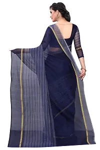 NITA CREATION Women's Woven Cotton Silk Woven Saree With Blouse Piece (Navy Blue)-thumb2