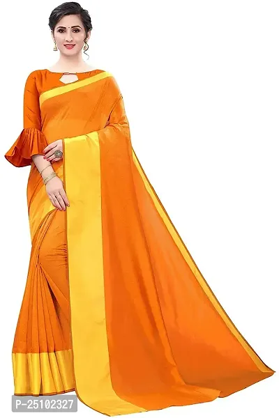 NITA CREATION Elegant Women's Cotton Silk Woven Saree With Blouse Piece(Monika Woven Sarees_Orange)-thumb0
