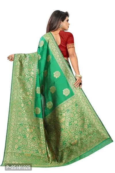 NITA CREATION Women's Linen Woven Saree With Blouse Pieces (Green)-thumb4