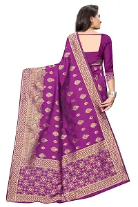 NITA CREATION Fashionista Women's Banarasi Jacquard Silk Woven Saree With Blouse Piece (Wine Pink)-thumb2