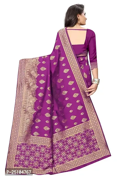 NITA CREATION Fashionista Women's Banarasi Jacquard Silk Woven Saree With Blouse Piece (Wine Pink)-thumb3