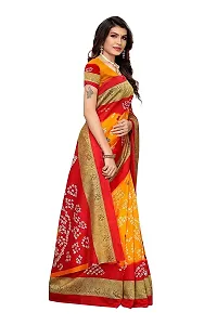 NITA CREATION Woven Multicolor Art Silk Bandhani Woven Saree With Blouse Piece (Yellow And Red)-thumb2