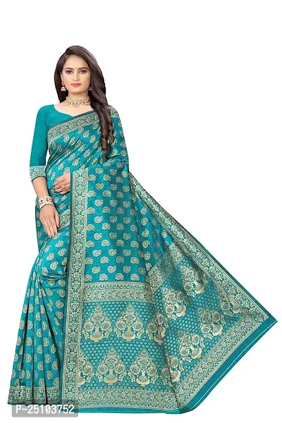 NITA CREATION Fashionista Women's Banarasi Jacquard Silk Woven Saree With Blouse Piece (Rama Green)