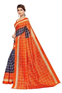 NITA CREATION Women's Art Silk Woven Saree With Blouse Piece (Bandhani Checks_Orange Purple)-thumb2