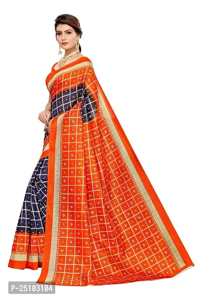 NITA CREATION Women's Art Silk Woven Saree With Blouse Piece (Bandhani Checks_Orange Purple)-thumb3