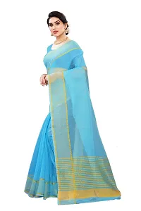 NITA CREATION Women's Beautiful Cotton Silk Woven Saree With Blouse Piece(Rupali Woven Sarees (Firozi Blue)-thumb1