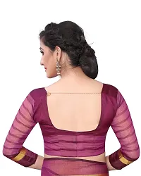 NITA CREATION Women's Woven Cotton Silk Woven Saree With Blouse Piece (Wine Pink)-thumb3