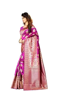 NITA CREATION Women's Linen Woven Saree With Blouse Pieces (Rani Pink)-thumb1