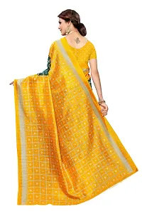 NITA CREATION Women's Art Silk Woven Saree With Blouse Piece (Bandhani Checks_Mustard Rama Green)-thumb3
