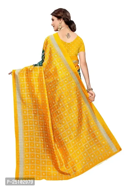 NITA CREATION Women's Art Silk Woven Saree With Blouse Piece (Bandhani Checks_Mustard Rama Green)-thumb4