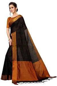 NITA CREATION Women's Fancy Vivam Woven Saree With Blouse Piece (Black)-thumb1