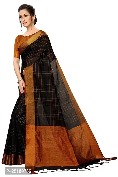 NITA CREATION Women's Fancy Vivam Woven Saree With Blouse Piece (Black)-thumb2