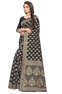 NITA CREATION Fashionista Women's Banarasi Jacquard Silk Woven Saree With Blouse Piece (Black)-thumb2