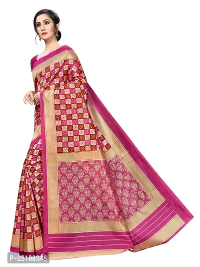 NITA CREATION Women's Art Silk Printed Woven Saree With Blouse Piece (Small Checks Print_Pink)-thumb2