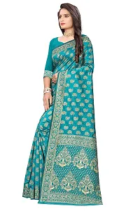 NITA CREATION Fashionista Women's Banarasi Jacquard Silk Woven Saree With Blouse Piece (Rama Green)-thumb2