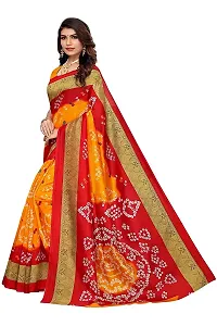 NITA CREATION Woven Multicolor Art Silk Bandhani Woven Saree With Blouse Piece (Yellow And Red)-thumb1