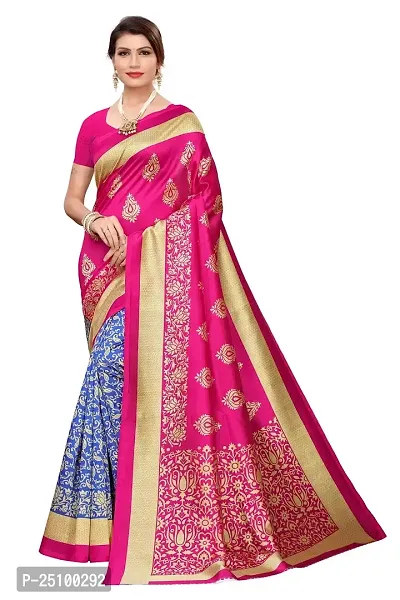 NITA CREATION Women's Art Silk Printed Woven Saree With Blouse Piece (Pink)