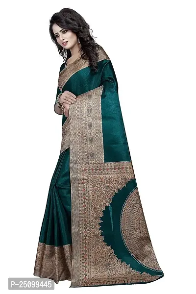 NITA CREATION Kalamkari Woven Saree For Women With Blouse Piece Printed Khadi Silk Material (Green)-thumb2