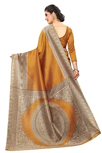 NITA CREATION Kalamkari Woven Saree For Women With Blouse Piece Printed Khadi Silk Material (Mustard Yellow)-thumb2