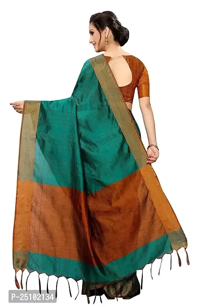 NITA CREATION Women's Fancy Vivam Woven Saree With Blouse Piece (Green)-thumb2