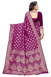 NITA CREATION Fashionista Women's Banarasi Jacquard Silk Woven Saree With Blouse Piece (Wine Pink)-thumb3