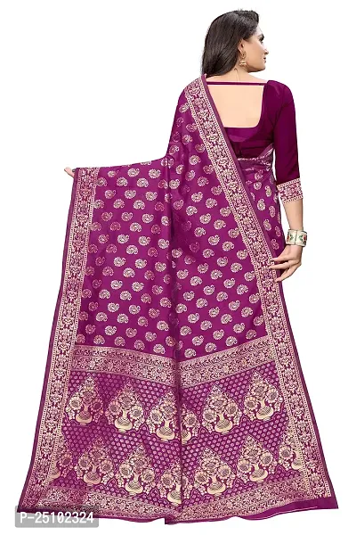 NITA CREATION Fashionista Women's Banarasi Jacquard Silk Woven Saree With Blouse Piece (Wine Pink)-thumb4