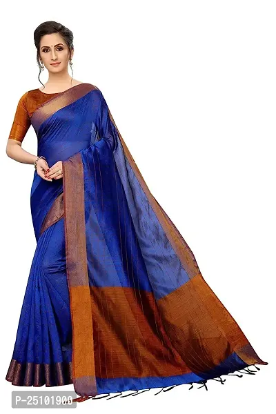NITA CREATION Women's Fancy Vivam Woven Saree With Blouse Piece (Blue)-thumb0