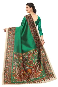 NITA CREATION Exclusive Kalamkari Woven Sarees For Women With Blouse Piece Printed Khadi Silk Material (Green)-thumb2