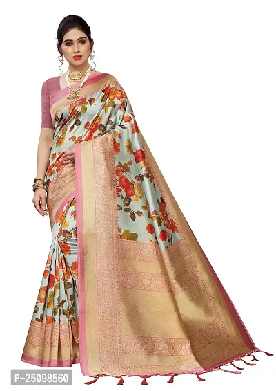 NITA CREATION Pretty Women's Silk Woven Saree With Blouse Piece (Pista Green)-thumb0