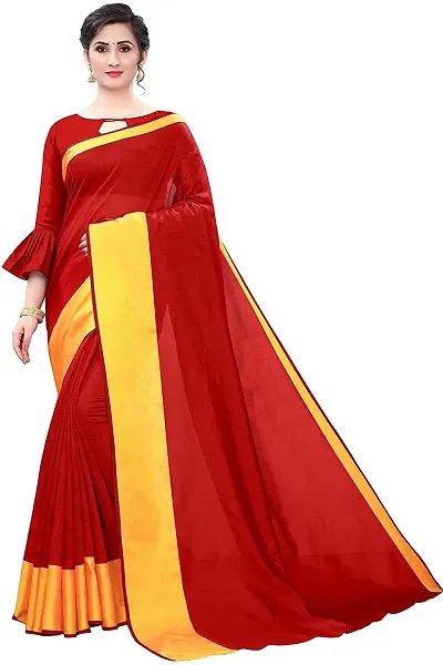 NITA CREATION Elegant Women's Cotton Silk Woven Saree With Blouse Piece(Monika Woven Sarees_Red)