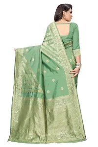 NITA CREATION Fashionista Women's Banarasi Jacquard Silk Woven Saree With Blouse Piece (Pista Green)-thumb3