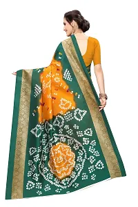 NITA CREATION Woven Multicolor Art Silk Bandhani Woven Saree With Blouse Piece (Yellow And Green)-thumb3