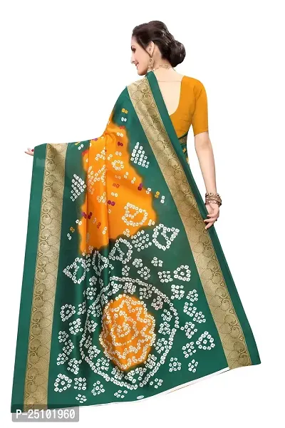 NITA CREATION Woven Multicolor Art Silk Bandhani Woven Saree With Blouse Piece (Yellow And Green)-thumb4