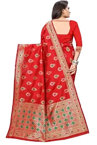 NITA CREATION Fashionista Women's Banarasi Jacquard Silk Woven Saree With Blouse Piece (Red)-thumb3