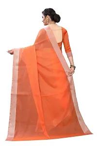 NITA CREATION Women's Woven Cotton Silk Woven Saree With Blouse Piece (Fanta Orange)-thumb2