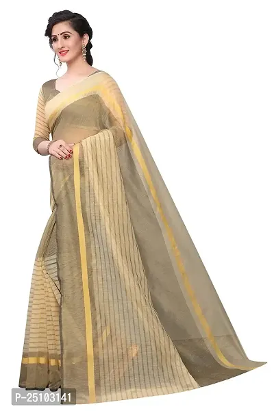 NITA CREATION Women's Woven Cotton Silk Woven Saree With Blouse Piece (Chiku Brown)-thumb2