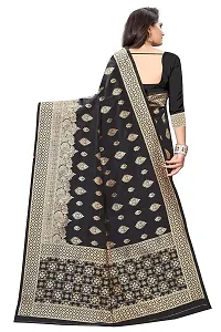NITA CREATION Fashionista Women's Banarasi Jacquard Silk Woven Saree With Blouse Piece (Black)-thumb3