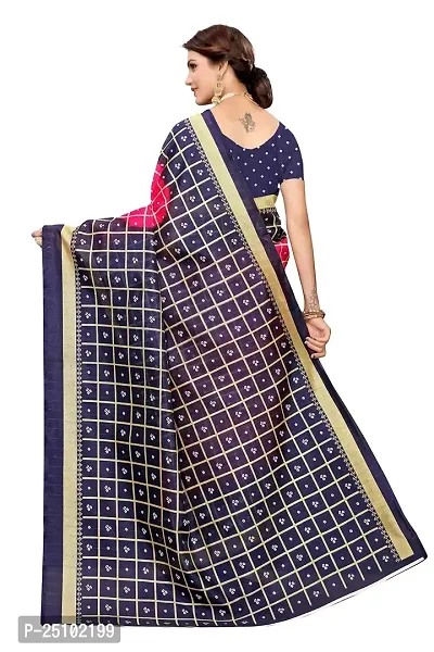 NITA CREATION Women's Art Silk Woven Saree With Blouse Piece (Bandhani Checks_Navy Pink)-thumb4