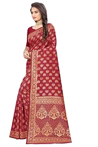 NITA CREATION Fashionista Women's Banarasi Jacquard Silk Woven Saree With Blouse Piece (Maroon)-thumb2