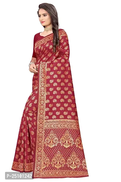 NITA CREATION Fashionista Women's Banarasi Jacquard Silk Woven Saree With Blouse Piece (Maroon)-thumb3