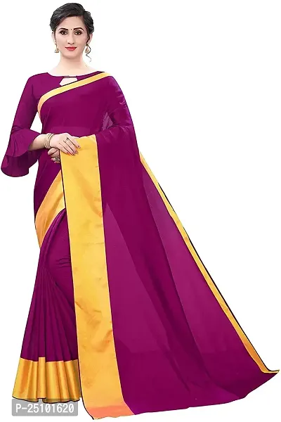 NITA CREATION Elegant Women's Cotton Silk Woven Saree With Blouse Piece(Monika Woven Sarees_Wine Pink)-thumb0