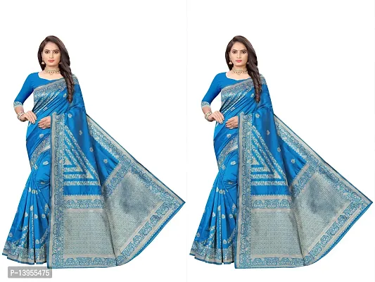 Fancy Silk Blend Saree with Blouse Piece for Women