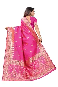 NITA CREATION Fashionista Women's Banarasi Jacquard Silk Woven Saree With Blouse Piece (Pink)-thumb2