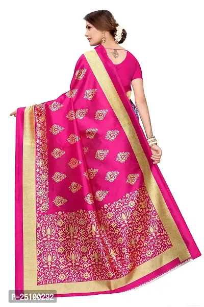 NITA CREATION Women's Art Silk Printed Woven Saree With Blouse Piece (Pink)-thumb4