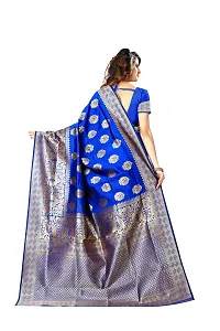 NITA CREATION Women's Linen Woven Saree With Blouse Pieces (Royal Blue)-thumb1