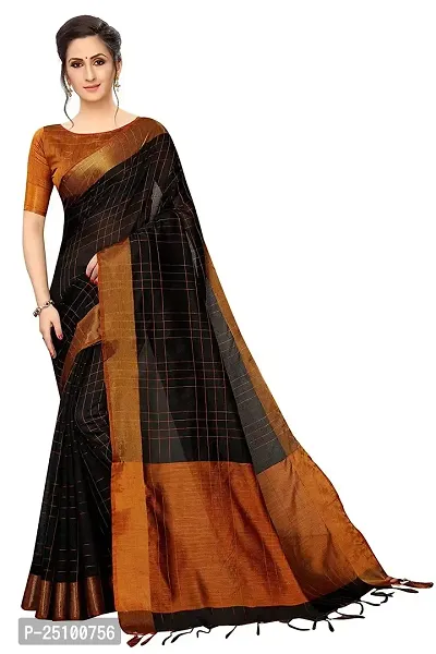 NITA CREATION Women's Fancy Vivam Woven Saree With Blouse Piece (Black)